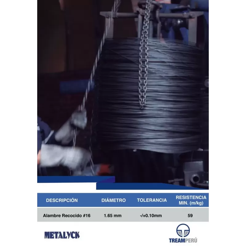 ALAMBRE NEGRO RECOCIDO N° 16 ROLLO x 100 KG - METALYCK