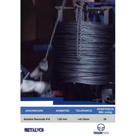 ALAMBRE NEGRO RECOCIDO N° 16 ROLLO x 100 KG - METALYCK