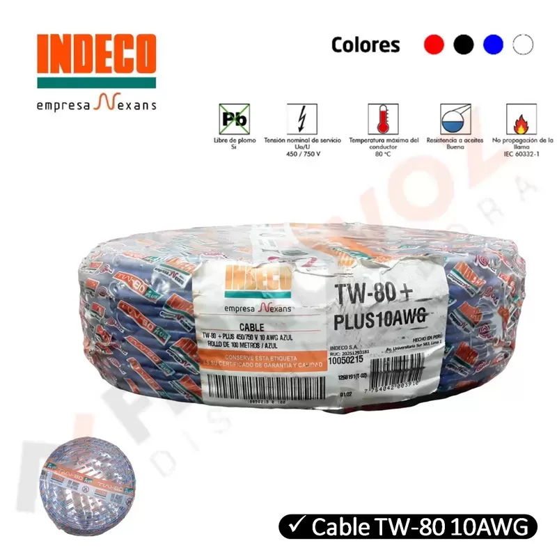 CABLE 7 HILOS TW 80 PLUS 10 AWG - INDECO