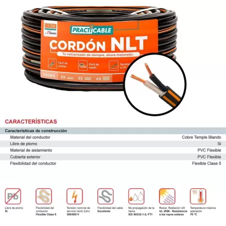 CABLE VULCANIZADO 2 X 14 AWG INDECO - 300/500V
