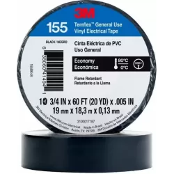 CINTA AISLANTE GRANDE - 3M TEMFLEX 155 - 19MM 18 METROS NEGRO