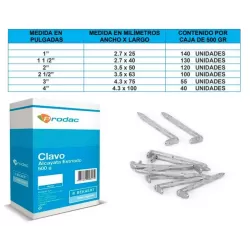 CLAVO ALCAYATA 1 1/2" - 3.7 X 38MM - PRODAC  X 500 GR