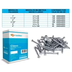 CLAVO CEMENTO 3" - 4.3 X 75MM - PRODAC  X 500 GR