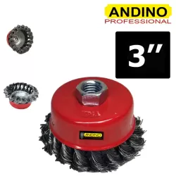 ESCOBILLA COPA ALAMBRE TRENZADO 3" - ANDINO