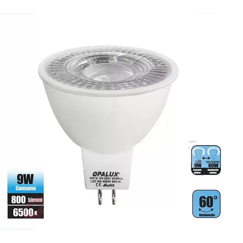 FOCO LED DICROICO 9W LUZ  BLANCA - OPALUX