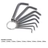 LLAVE ALLEN HEXAGONAL TIPO LLAVERO X 10 PIEZAS