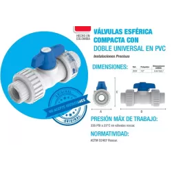 LLAVE ESFERICA 1/2" DOBLE UNIVERSAL - PCP