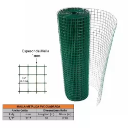 MALLA METALICA PVC CUADRADA 1/2 X 90 CM X 9 KG