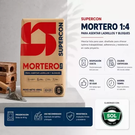 MORTERO 1:4 TIPO I - SUPERCON 40 KG
