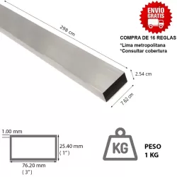 REGLA DE ALUMINIO 3" x 1" x 3 METROS (2.98MT) x 1.00 MM COMERCIAL