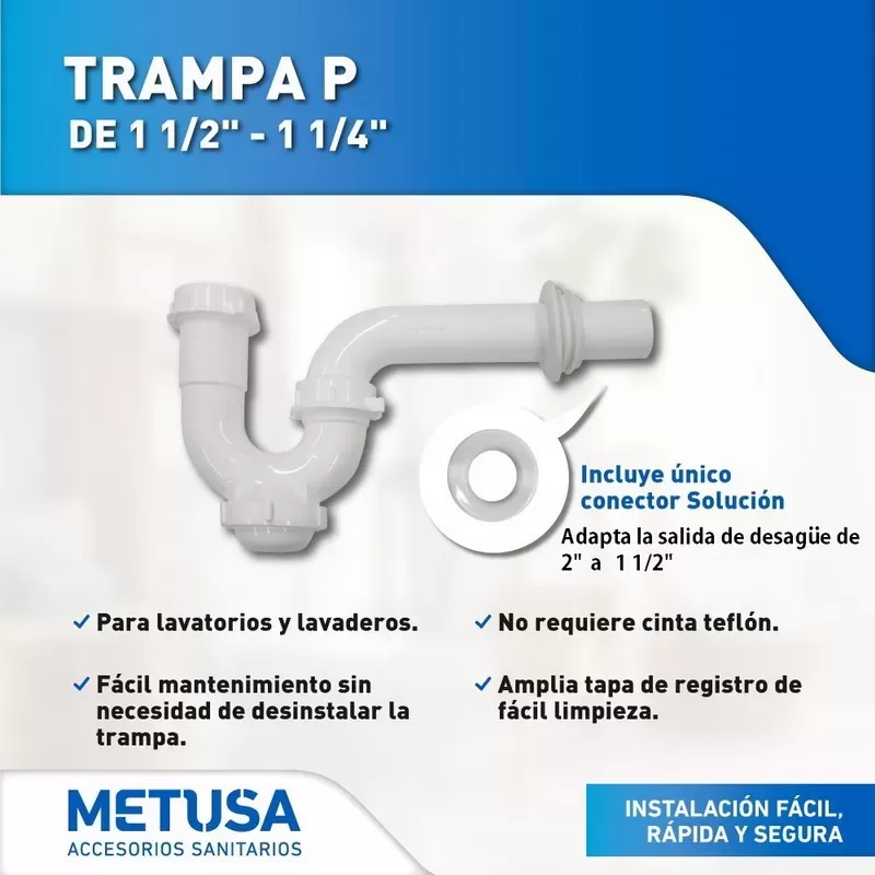 TRAMPA P CON REGISTRO 1 1/2" Y 1 1/4" - METUSA