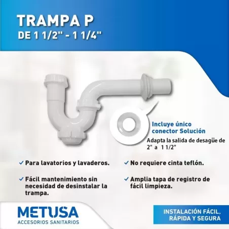 TRAMPA P CON REGISTRO 1 1/2" Y 1 1/4" - METUSA