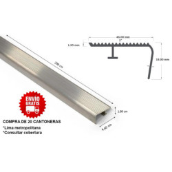 CANTONERA ALUMINIO 2" X 3 METROS (46.00 MM X 18.00 MM X 2.98 M) COMERCIAL